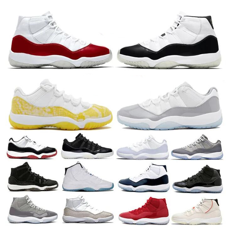 Jumpman 11 11s mens basketball shoes DMP Cherry cool Gement Grey Yellow Snakeskin gym red Space Jam UNC Jubilee Bred Concord Midnight Navy men women sports sneakers 47