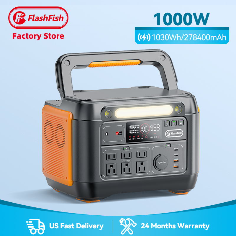 Flashfish Hot Selling Custom Logo 110 Volt Charging Battery Solar Generator Banks Supply 1000W Portable Power Station For Outdoor